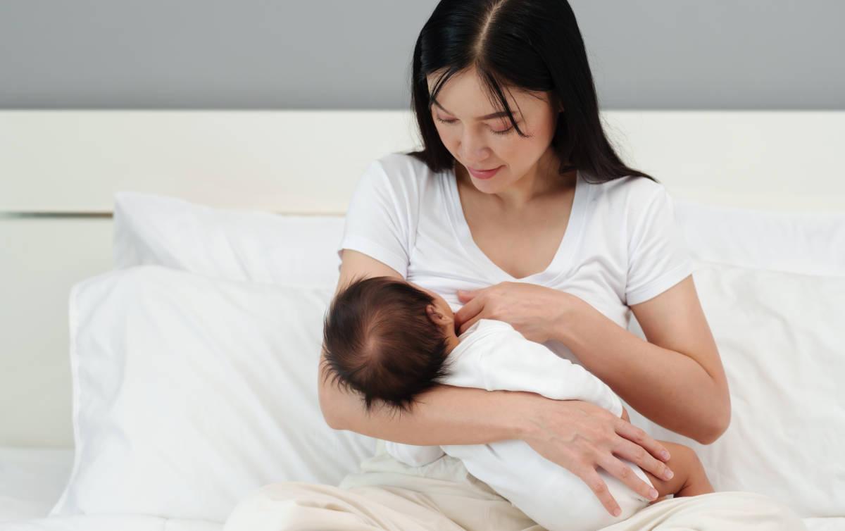 Seorang ibu sedang menyusui bayinya